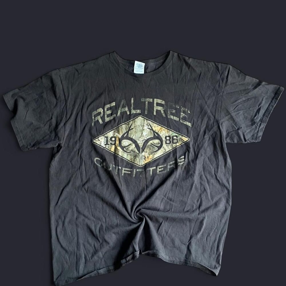 Vintage Realtree Camo T shirt Mens XL black